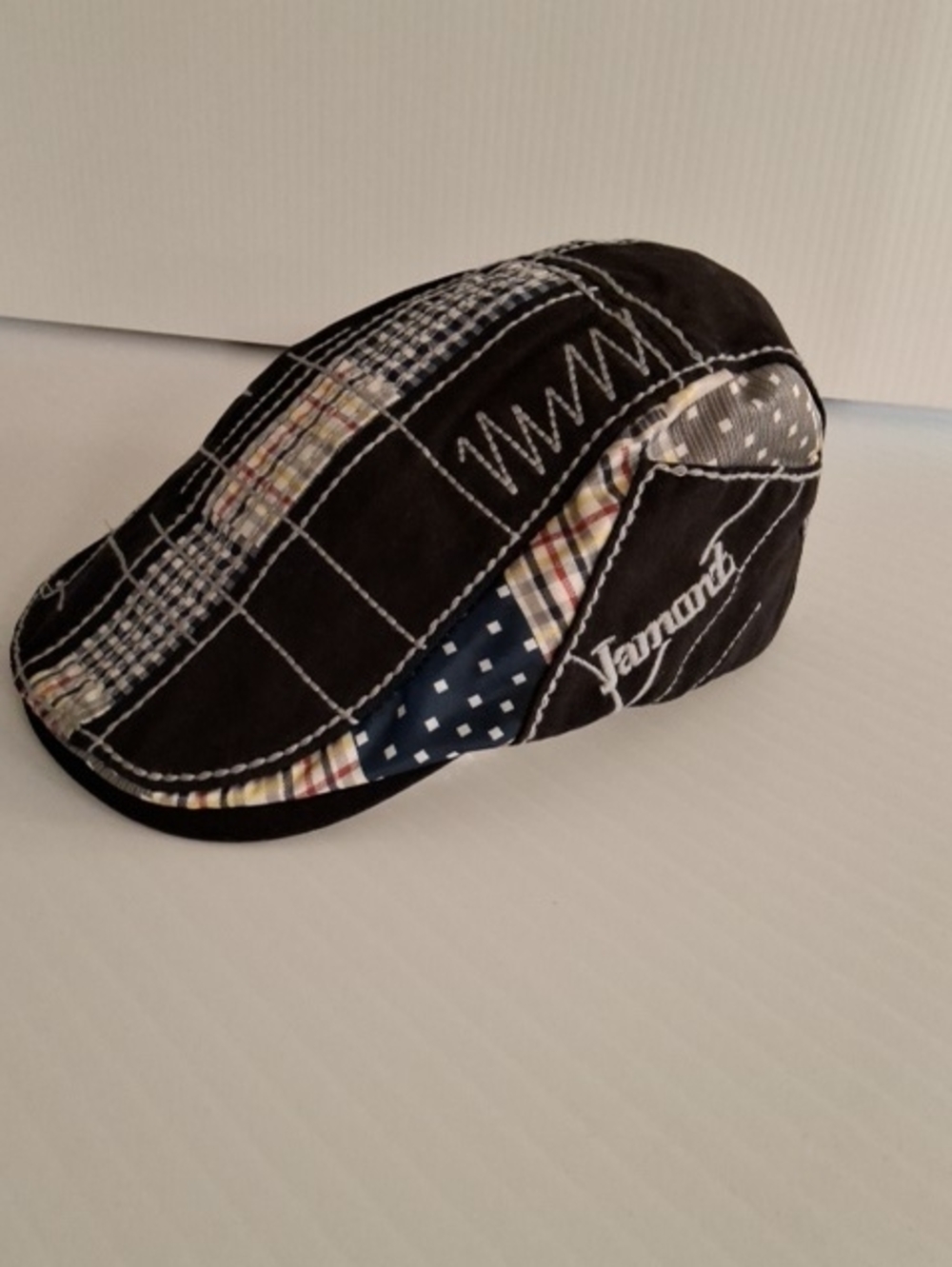 JAMONT Black multi Pattern Patchwork Flat Cap - Men